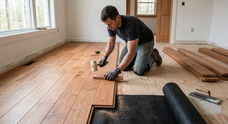 Cherry Floor Installation in Hyde Park, MA